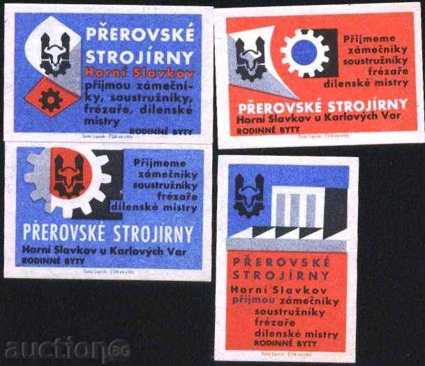 4 кибритени етикети   от Чехословакия лот 1074