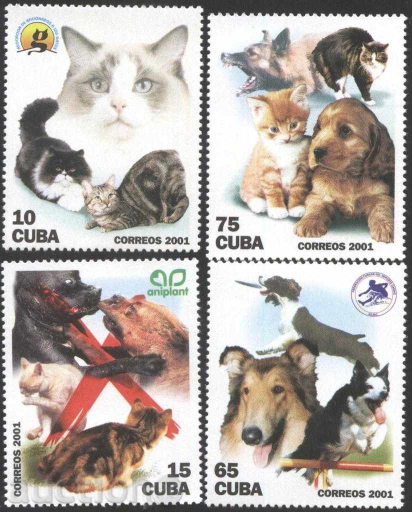 Чисти марки Кучета и Котки 2001 от Куба
