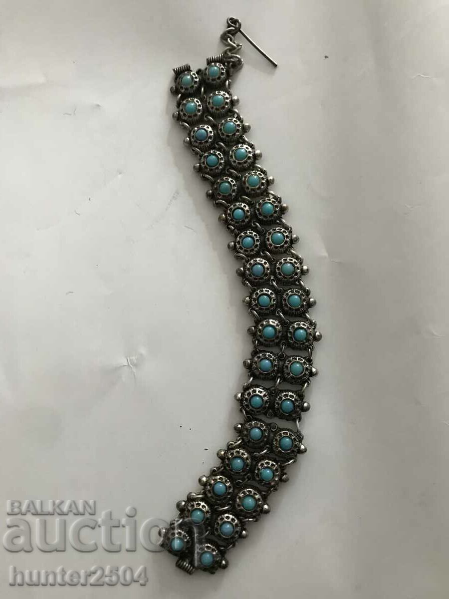 Old bracelet, metal with turquoise, 20 cm