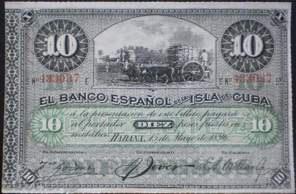 SPANIOL KUBA- 10 pesos -1896g-XF-RARE