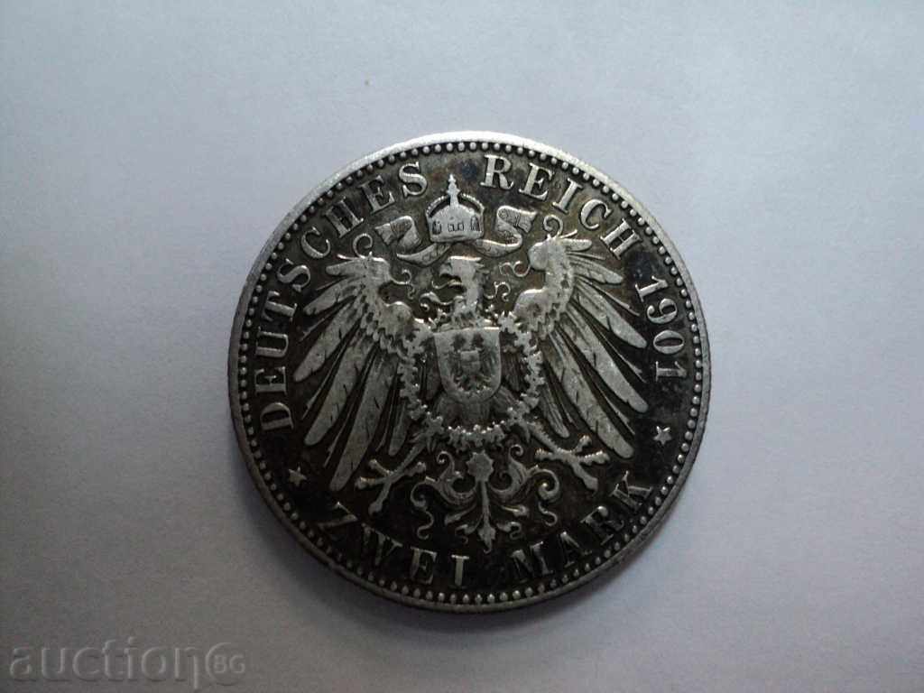 2 марки 1901 г. СРЕБРО Германия