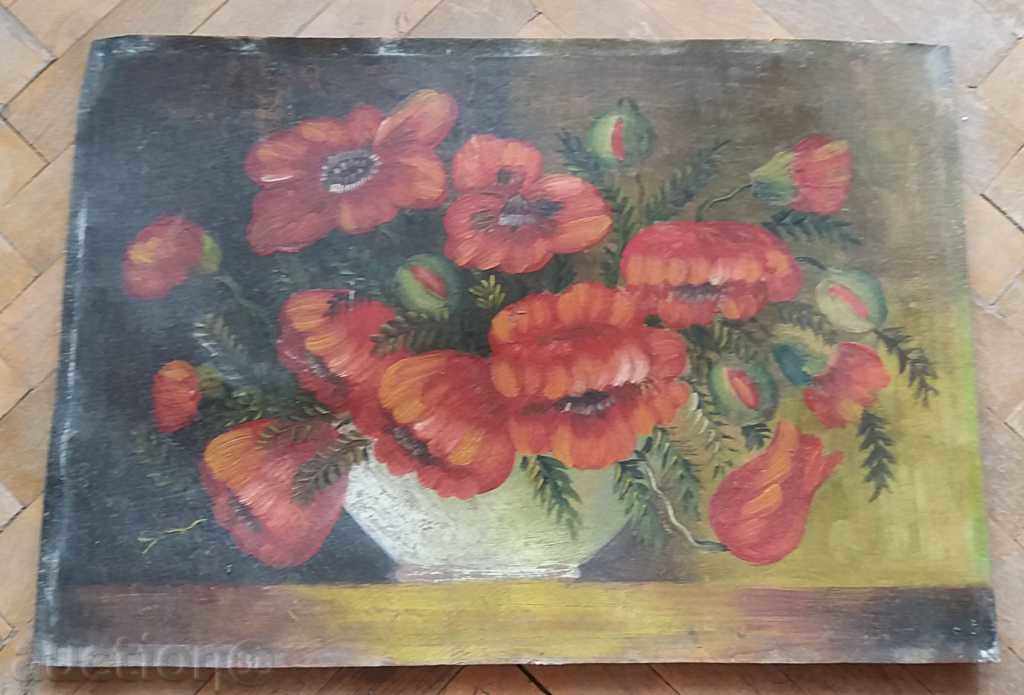 1170 Unknown Artist Bouquet of poppy seed oil P.30 / 43cm