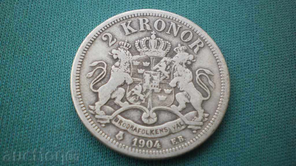 Швеция 2 Крони 1904 Rare