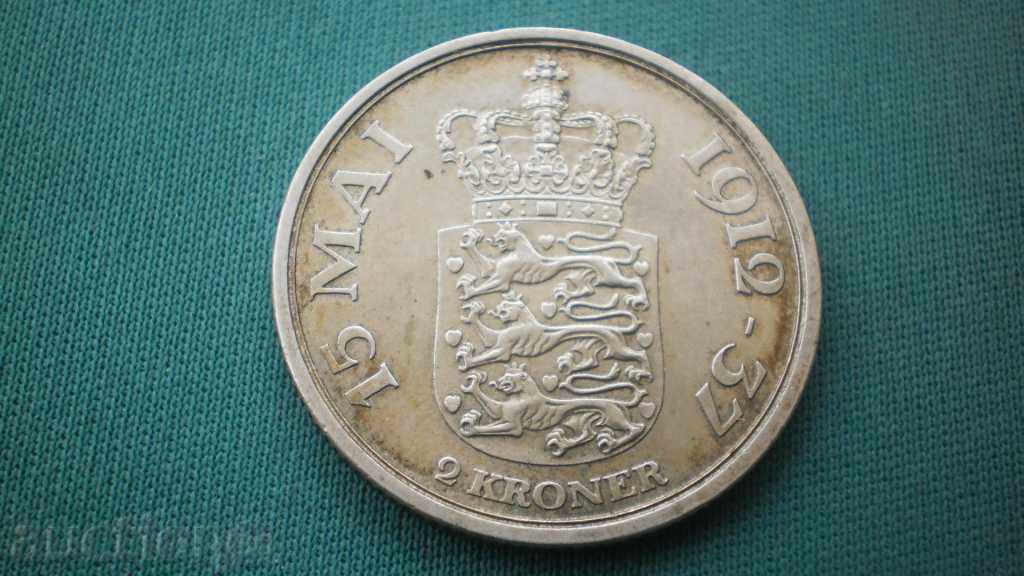 Denmark 2 Krones 1937 Rare