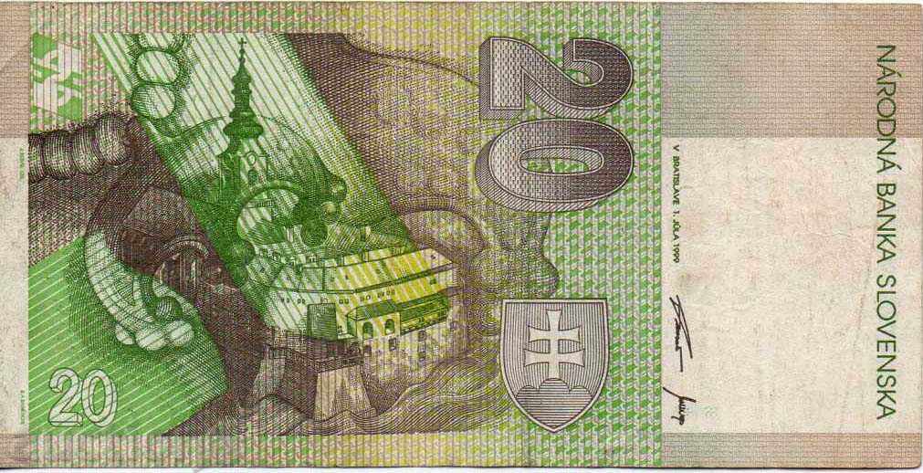 Banknote Slovak 20 Korun 1999 Rare Banknote