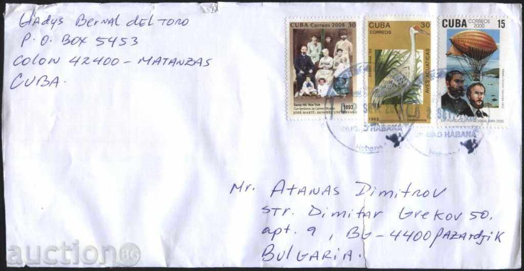 Пътувал  плик с марки  от Куба