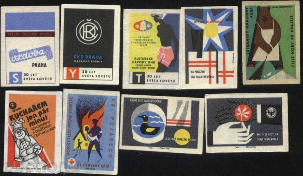 9 etichete matchbox din Cehoslovacia Lot 1130