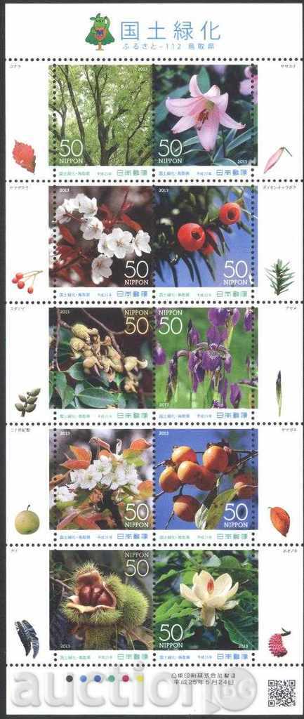 Чисти  марки в малък лист Флора Цветя Дървета 2013 от Япония