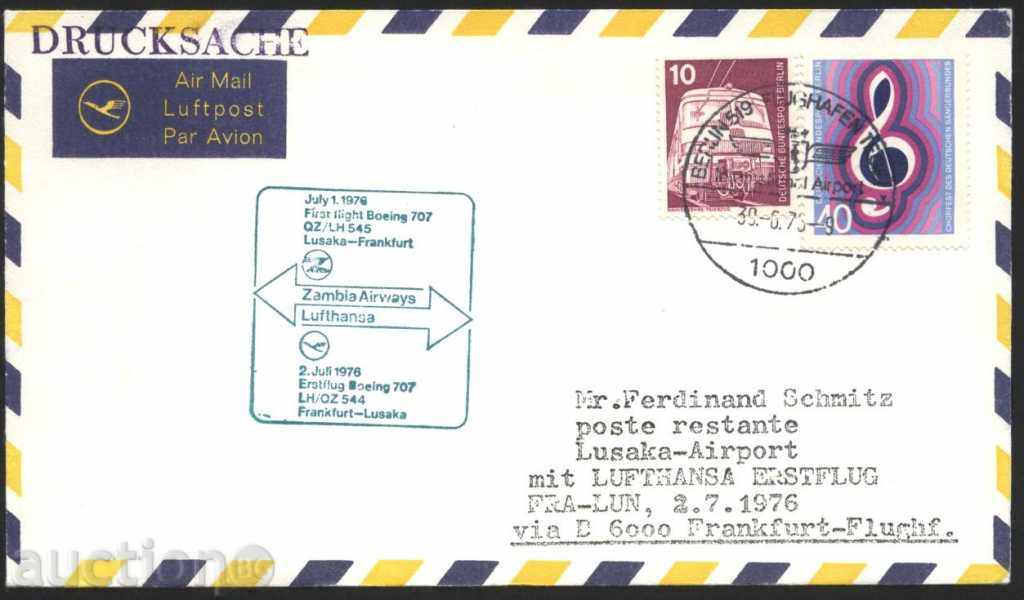 Плик със специален печат Авиация Луфтханза 1976 от Германи