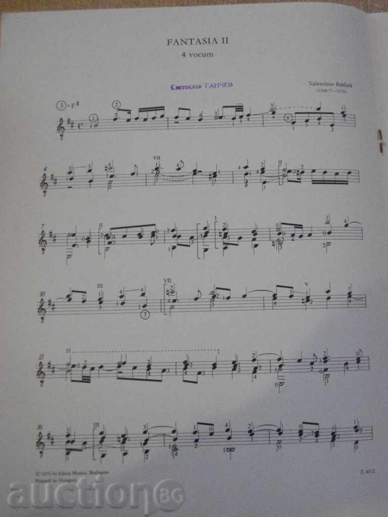 Auction Book "FANTASIA II - Gitárra - VALENTINUS BAKFARK" - 6 p. Auction Book "FANTASIA II - Gitárra - VALENTINUS BAKFARK" - 6 p.