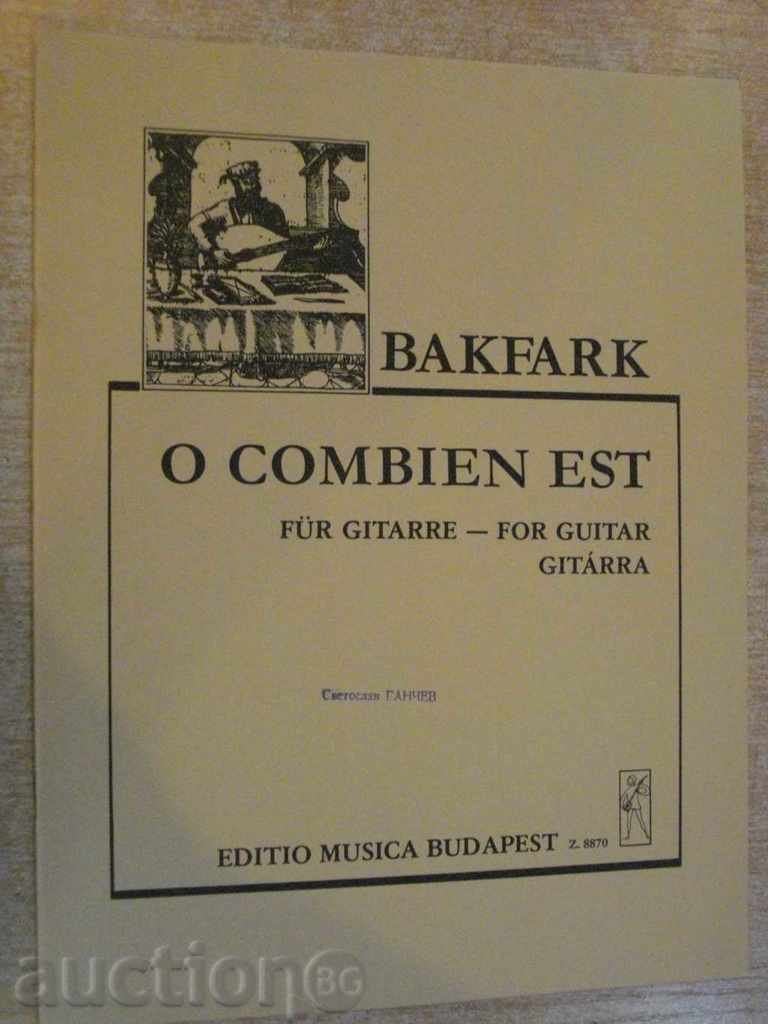 Book "O Combien EST - Gitárra-VALENTINUS Bakfark" - 4 p.
