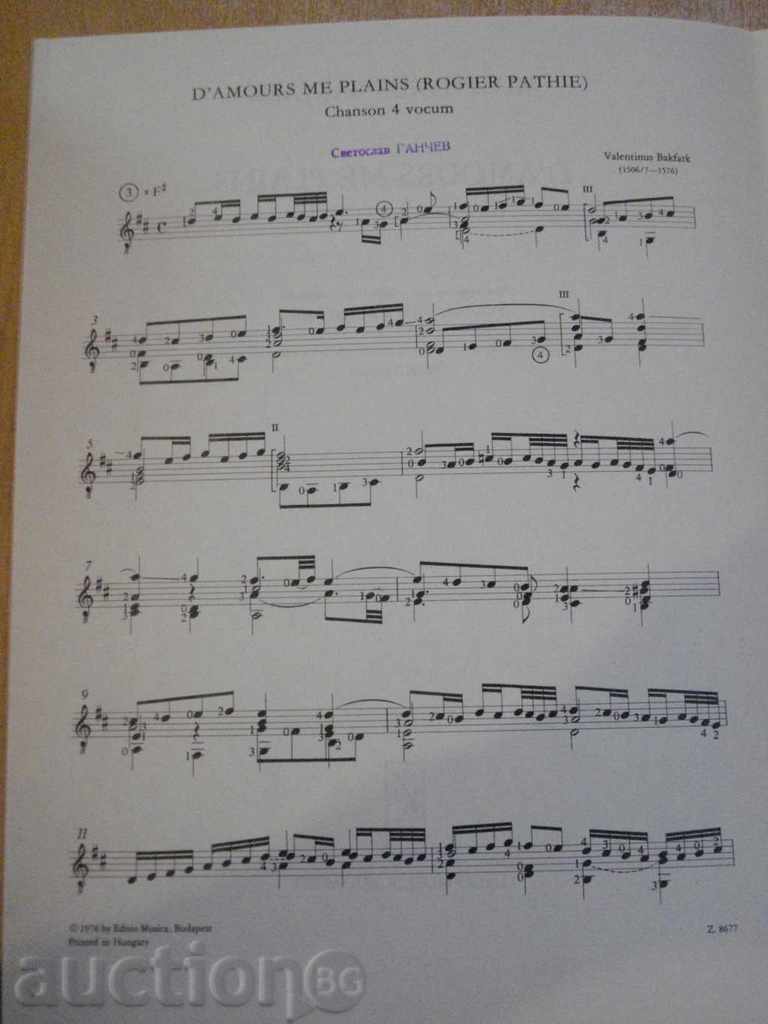 Auction The book "D'AMOURS ME PLAINS - Gitárra-V.BAKFARK" - 6 p. Auction The book "D'AMOURS ME PLAINS - Gitárra-V.BAKFARK" - 6 p.