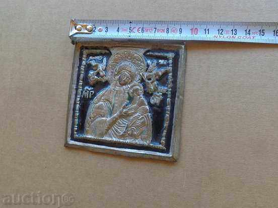 Metal icon with Virgin Mary engraved with Jesus, cross - 5 Metal icon with Virgin Mary engraved with Jesus, cross - 5