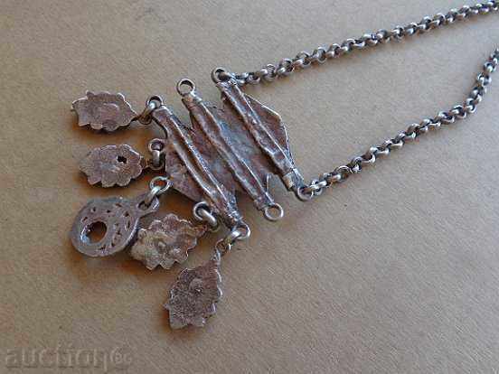 Auction Renaissance silver necklace, ornament, with turquoise jewel pendant Auction Renaissance silver necklace, ornament, with turquoise jewel pendant