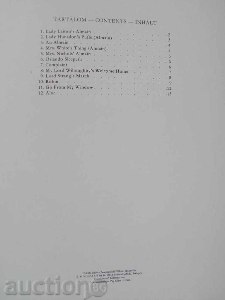 Book "TIZENKÉT KÖNNYŰ DARAB GITÁRRA-JOHN DOWLAND" - 16 p. - 6 Book "TIZENKÉT KÖNNYŰ DARAB GITÁRRA-JOHN DOWLAND" - 16 p. - 6