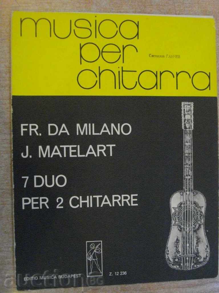 The book "7 DUO PER 2 CHITARRE-FR.DA MILANO / J.MATELART" -28 pp.