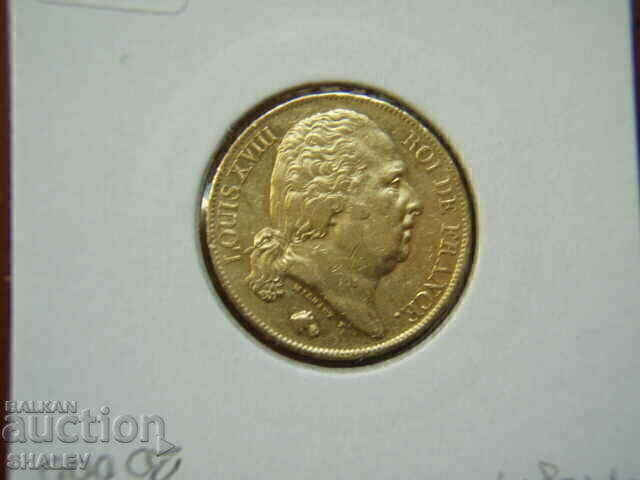 20 Francs 1822 W France - XF/AU (gold) - 7 20 Francs 1822 W France - XF/AU (gold) - 7