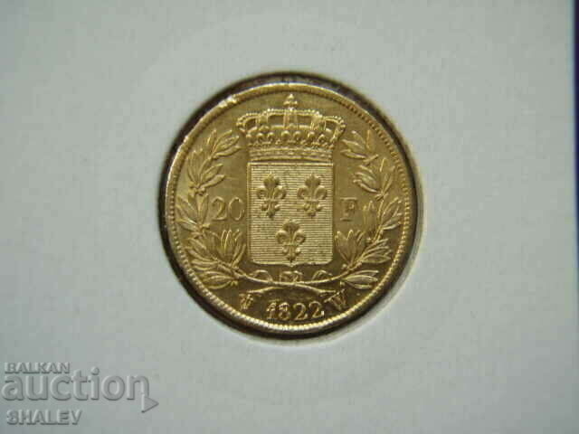 20 Francs 1822 W France - XF/AU (gold) 20 Francs 1822 W France - XF/AU (gold)