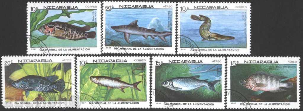 Клеймовани марки  Фауна Риби 1987 от Никарагуа