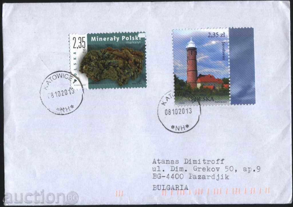 Traveled envelope with Sea Lighthouse, Mineral 2013 from Poland