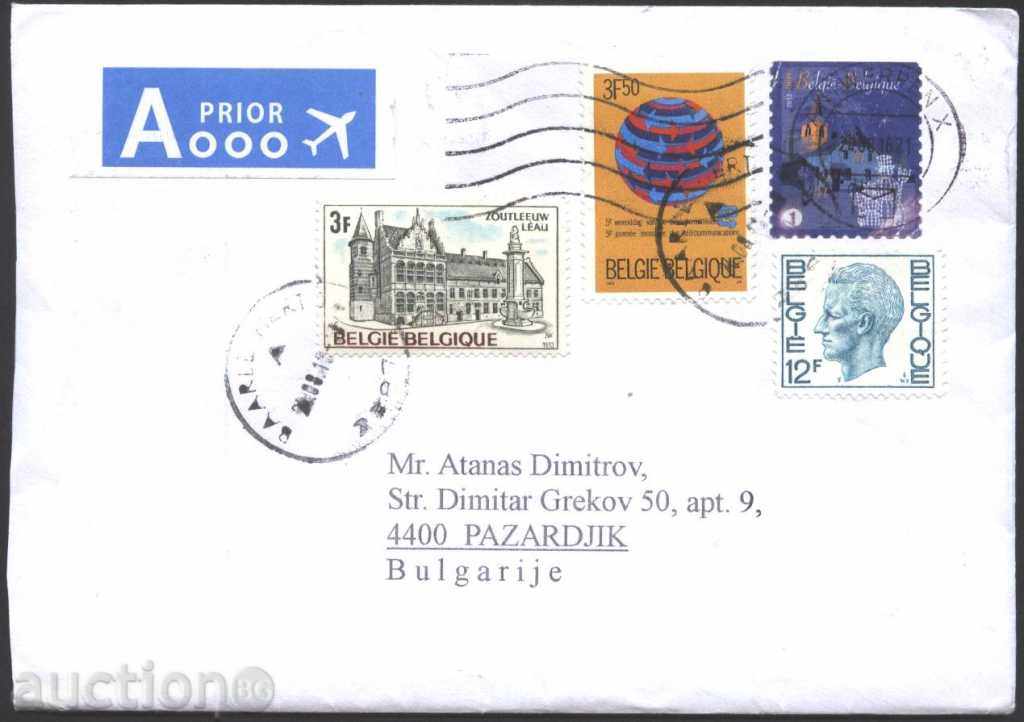 Пътувал  плик с марки  от Белгия
