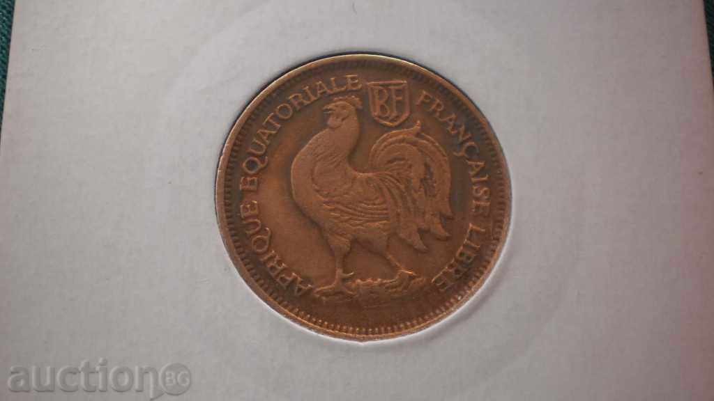 Africa ecuatorială 50 Centim 1943 Monedă rară