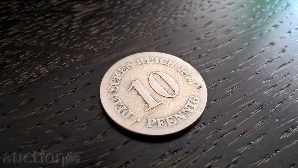 Райх монета - Германия - 10 пфенига | 1874г.; серия A