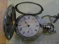 Clock "NATIONAL WATCH Co" pocket silver working-241g