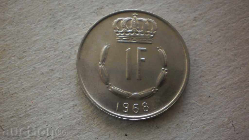 1 FRANK 1968 LUXEMBURG cu preț € 1.53 | 2.99 BGN