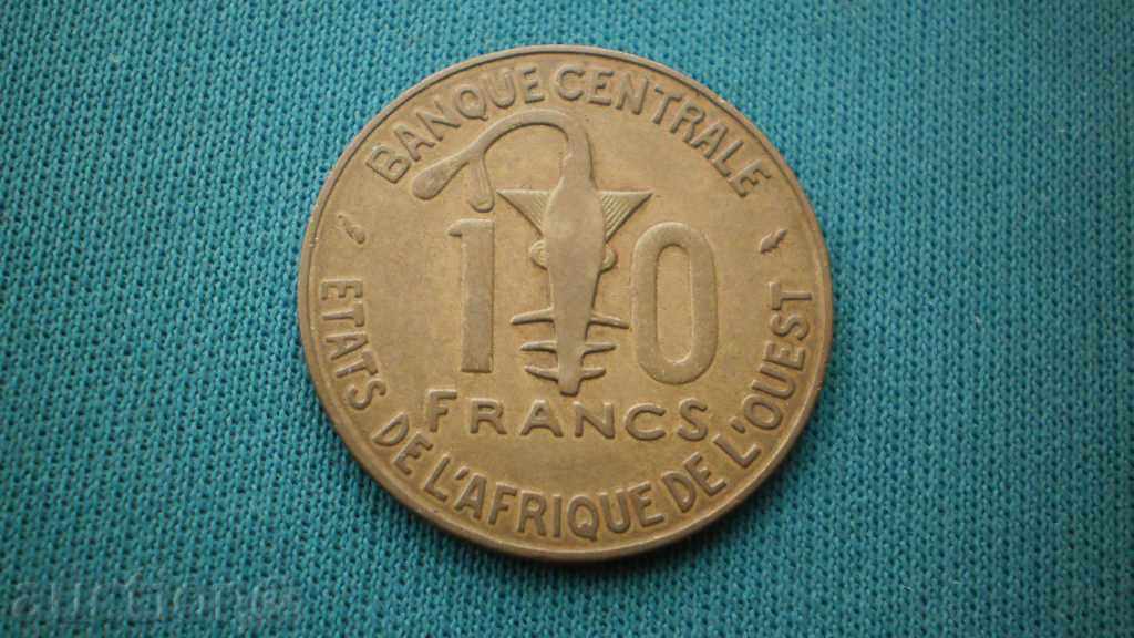 Etats DE L'Afrique DE L'OUEST 10 franci 1990 colonii franceze cu preț € 2.56 | 5.01 BGN