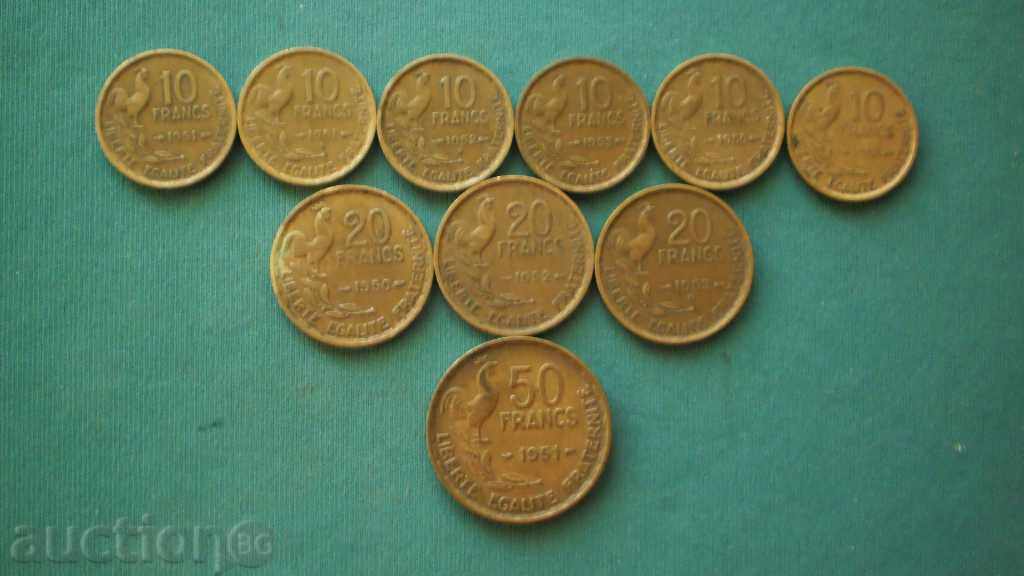 Δημοπρασία LOT -LOT Γαλλία ΧΧ αιώνα 10 PCS - 1951-1958