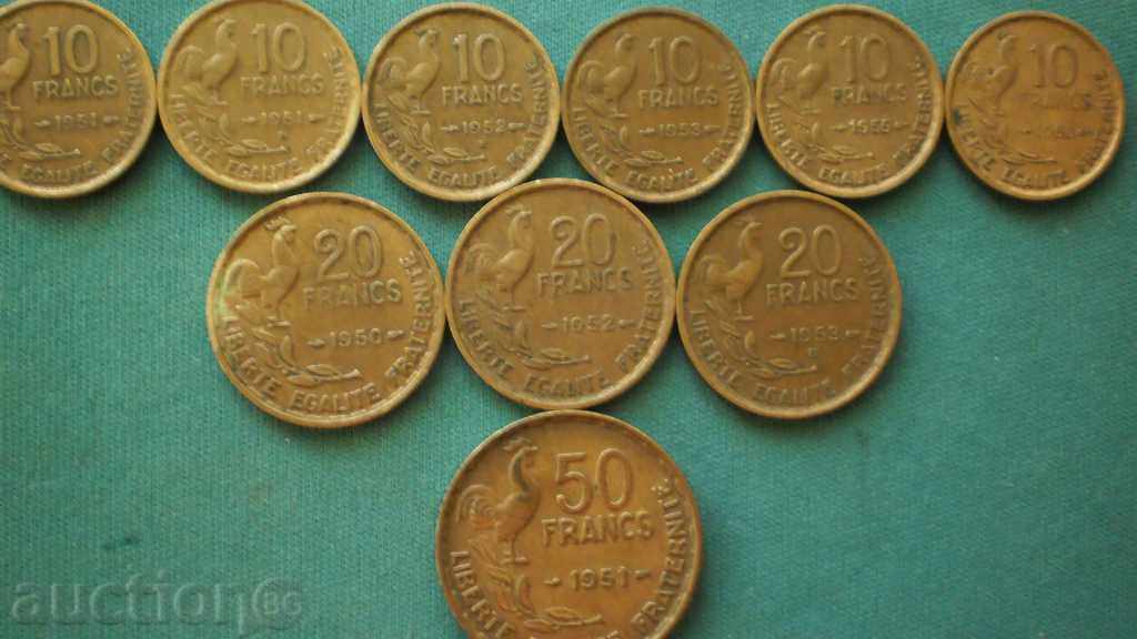 LOT-FRANCE XX CENTURY 10 ISSUE - 1951-1958