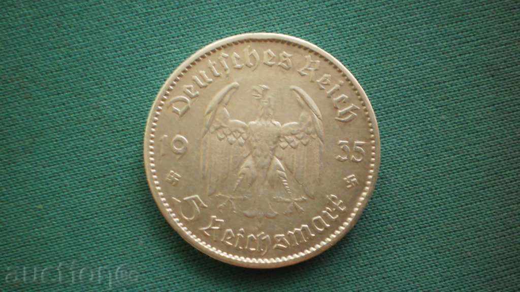 Германия 5 МАРКИ 1935 СЪС СВАСТИКИ,БЕЗ НАДПИСА с цена € 20.45 | 40.00 лв. Германия 5 МАРКИ 1935 СЪС СВАСТИКИ,БЕЗ НАДПИСА с цена € 20.45 | 40.00 лв.