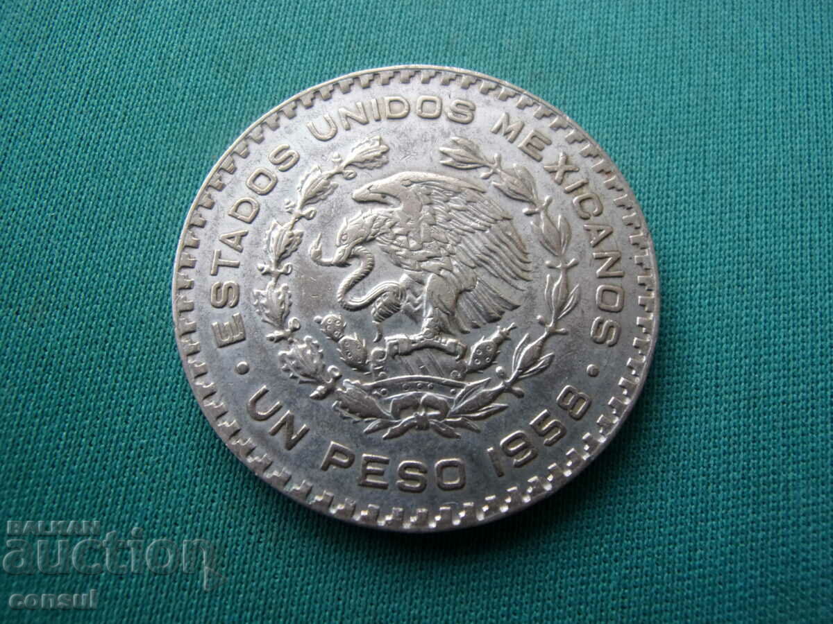 Mexico 1 Peso 1958 Big and Silver Coin