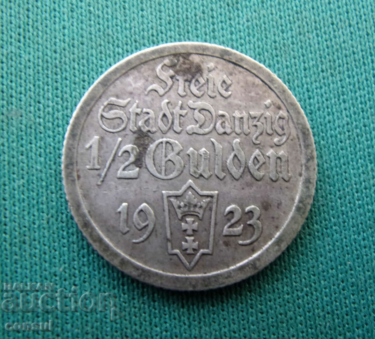 Danzig ½ Gulden 1923 Argint Foarte rar