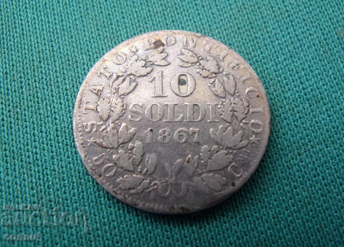 Vatican 10 Soldi 1867 Argint Rare cu preț € 12.78 | 25.00 BGN