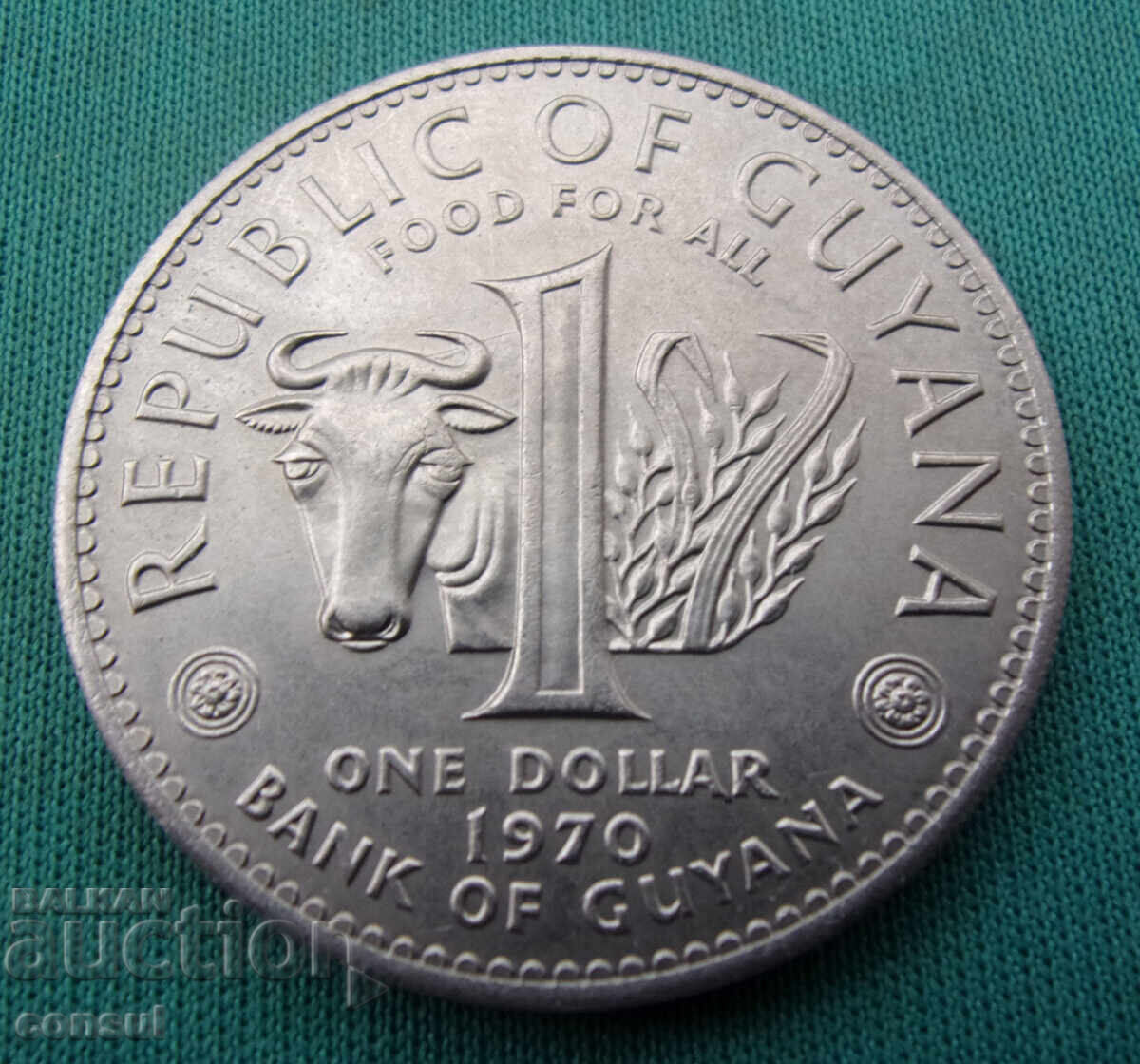 Guyana 1 Dolar 1970 UNC Monedă Rară