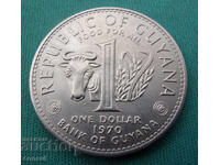 Guyana 1 Dolar 1970 UNC Monedă Rară