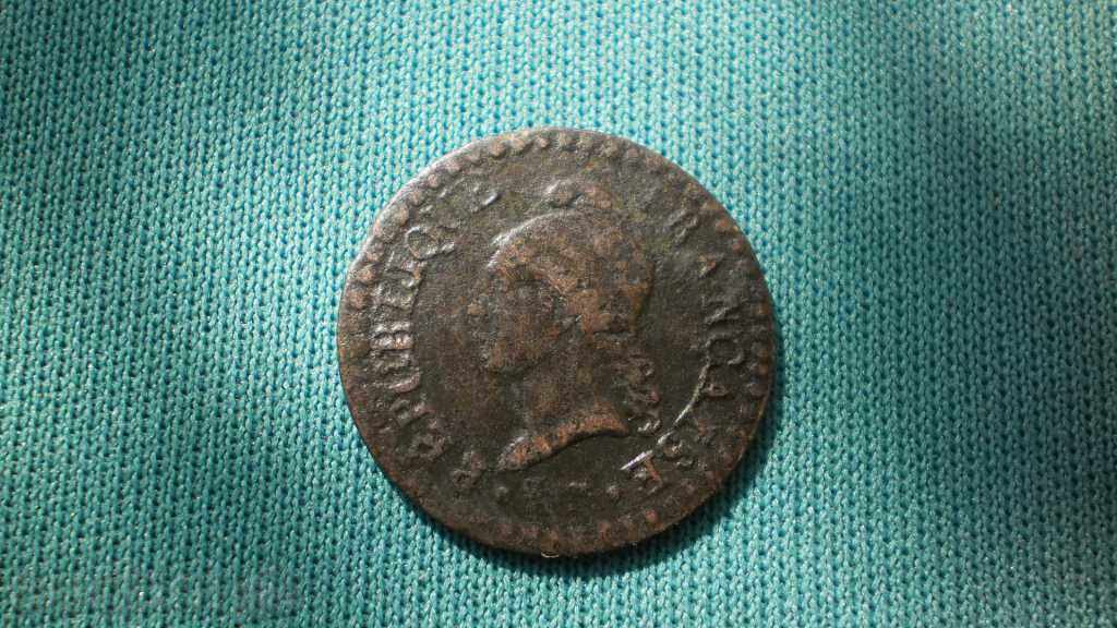 Licitație Franța 1 Centime L’AN 7 O monedă rară