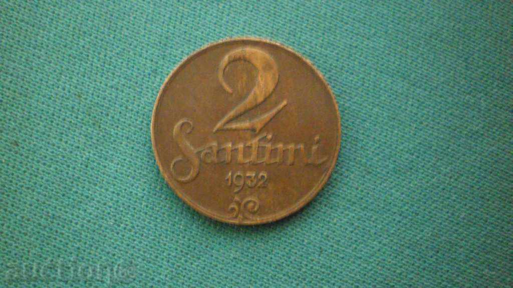 Latvia 2 SANTIMI 1932 LATVIA - RARE