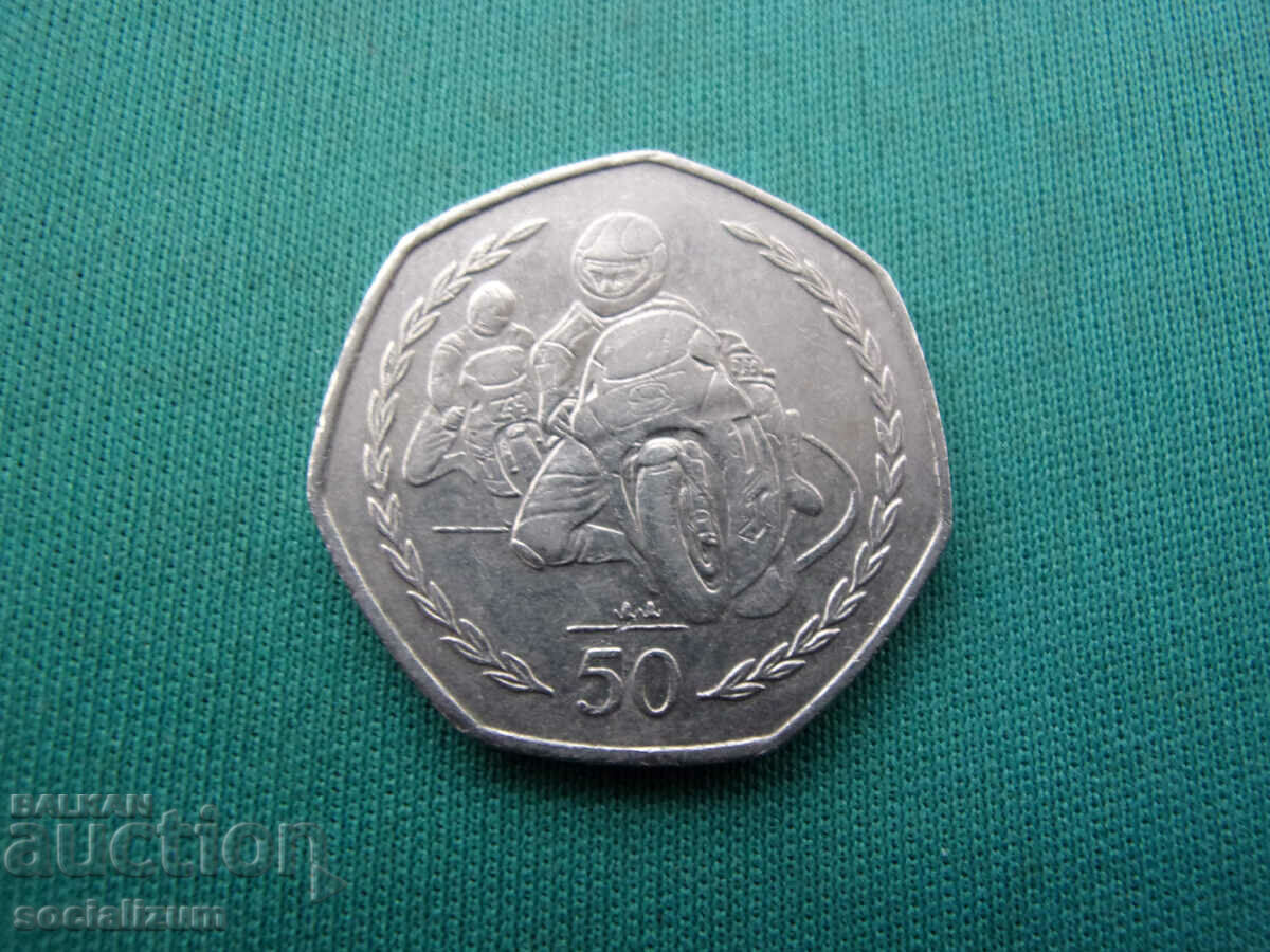 Insula Man 50 Pence 1997 Moneda foarte rara UNC