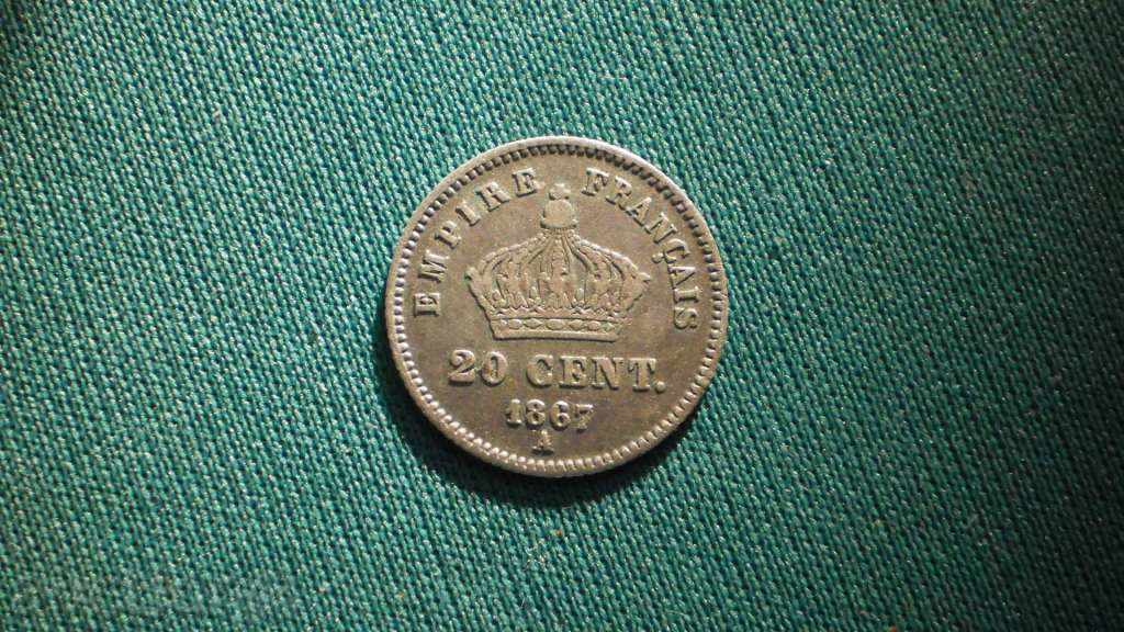 France   20 CENT 1867  ФРАНЦИЯ - РЯДКА