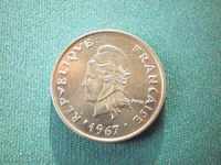 RARE FRENCH POLYNESIA 20 francs 1967 FRANCE