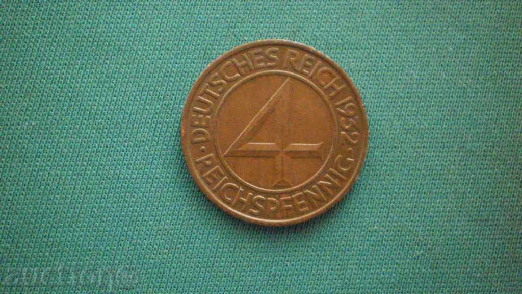 Germania !!! RRR !!! 4 PFENIGA 1932A GERMANIA