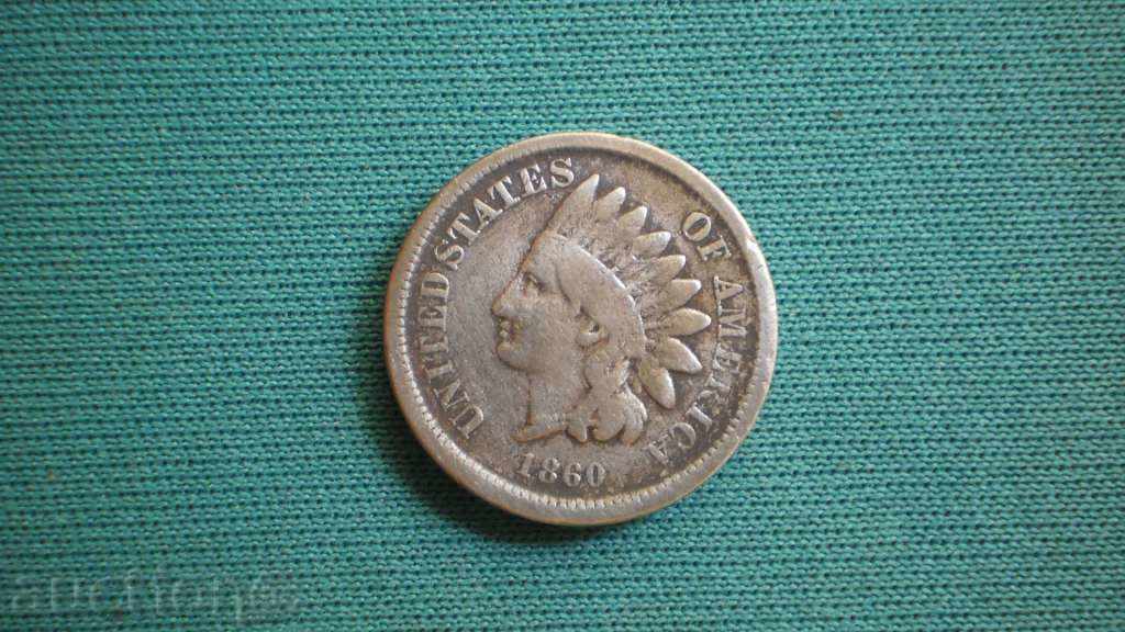 Statele Unite ale Americii 1 CENT 1860 SUA - RARE - 5