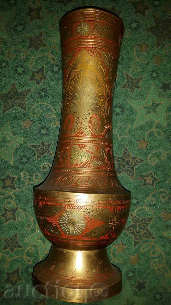 Auction Unique Large Brass Vases - LOT - 3 pcs Auction Unique Large Brass Vases - LOT - 3 pcs