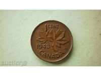 Copper Coin 1 CENT 1943 CANADA