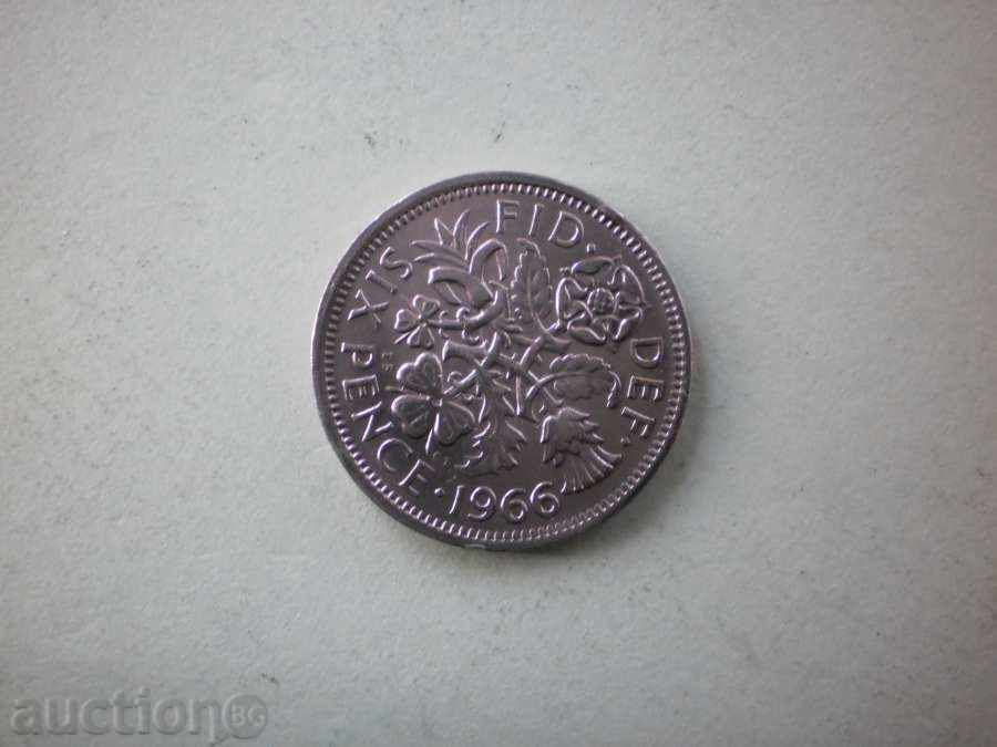 6 pence 1966 Marea Britanie