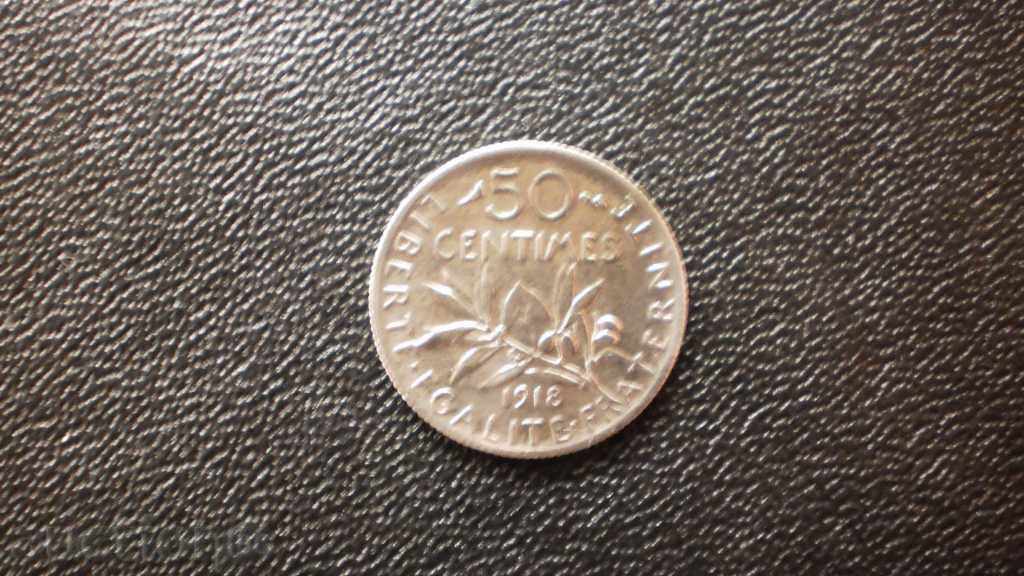 Auction  ♏ 16. 50 SANTIMA 1918 FRANCE Silver