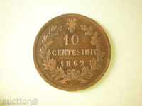 Italy-10 cents 1862-mn. Well preserved.BZZ